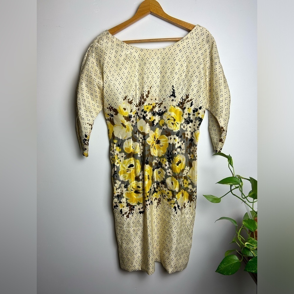 Meadow Rue By Anthropologie Linen Silk Floral 3/4 Sleeve floral Midi Dress Sz 4